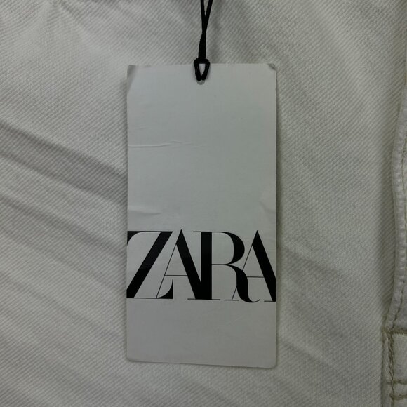 Zara High Waist Cropped Jeans Women's Size 30 Button Fly White Denim NWT - Picture 7 of 13